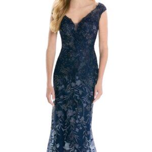 NWT Montage by Mon Cheri M522 Tulle Net Formal Gown Navy Size 10